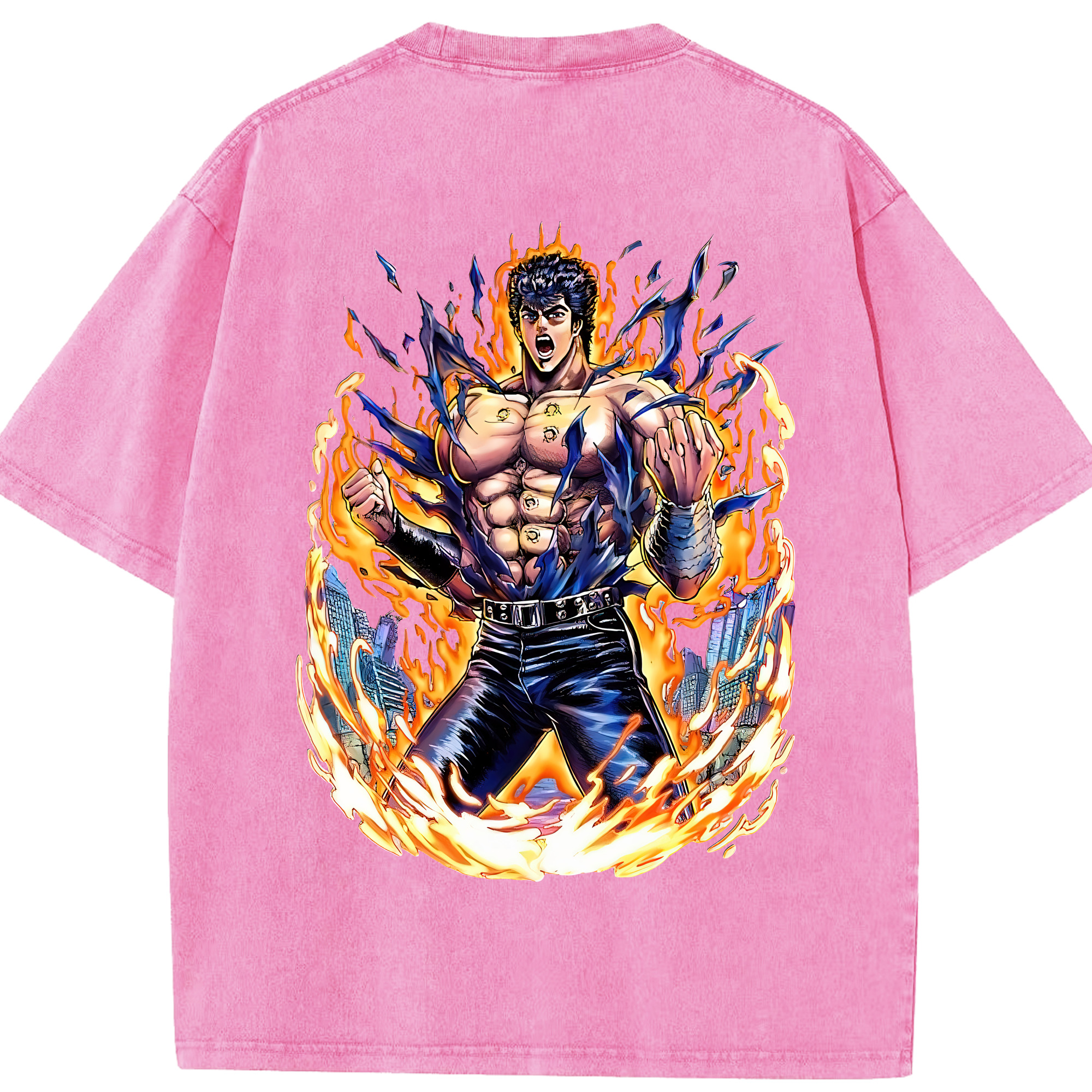 （画像用） 北斗の拳 Fist of the North Star 綿100% ヴィンテージ風 半袖Tシャツ（背面プリント）